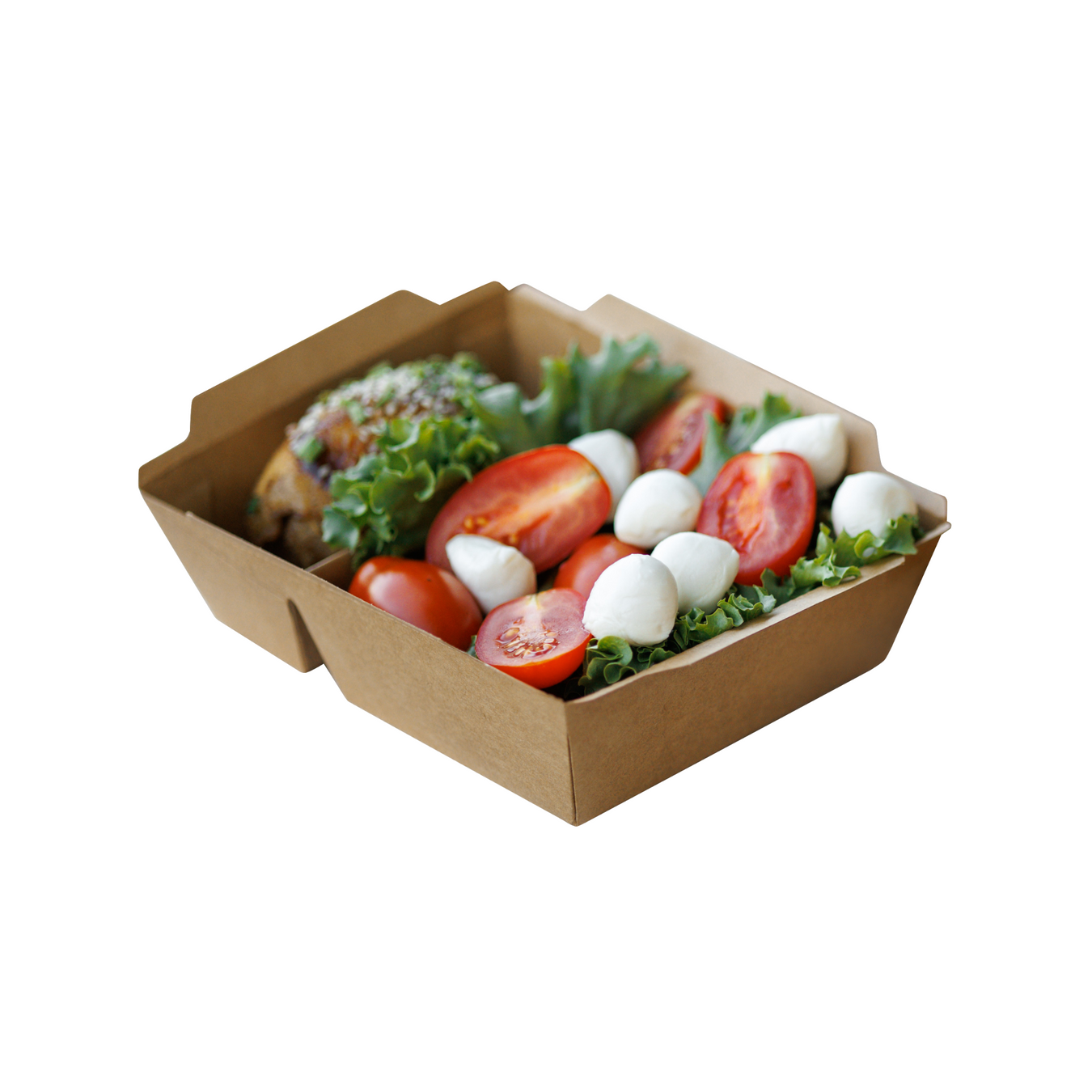 Lunch boxes, two-part, kraft paper, with lids