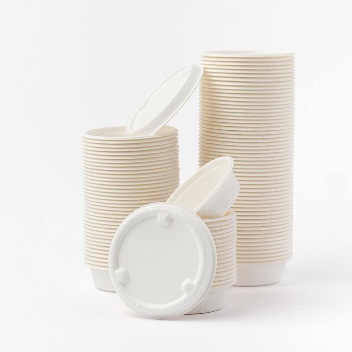 Set of sauce boats with sugar cane lid 15ml (100 pcs/pack)